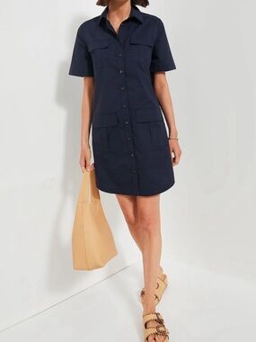 TUCKERNUCK Navy Lightweight Poplin Nala Dress size medium 100% cotton women’s
